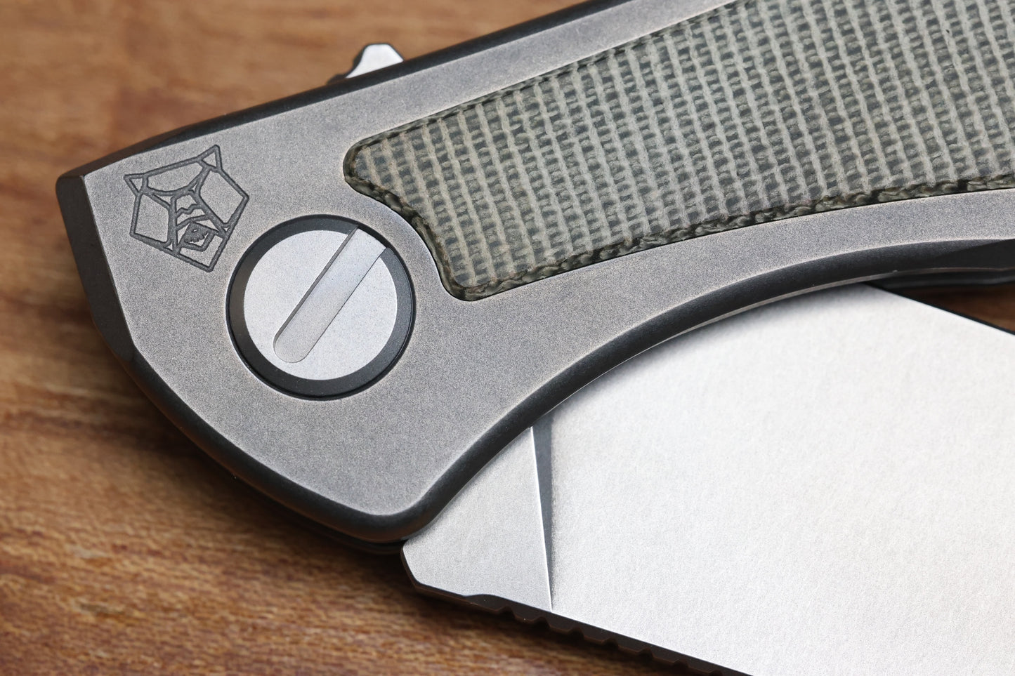 SHIROGOROV NEON NL - ELMAX BLADE - TITANIUM/GREEN CANVAS MICARTA HANDLE - MRBS