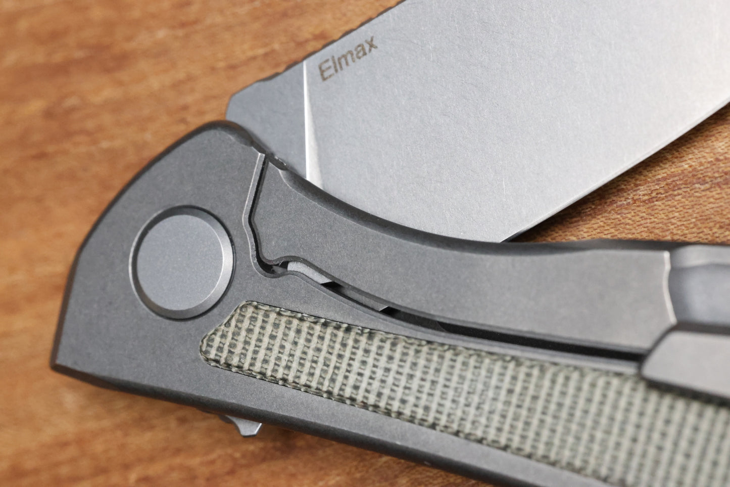 SHIROGOROV NEON NL - ELMAX BLADE - TITANIUM/GREEN CANVAS MICARTA HANDLE - MRBS