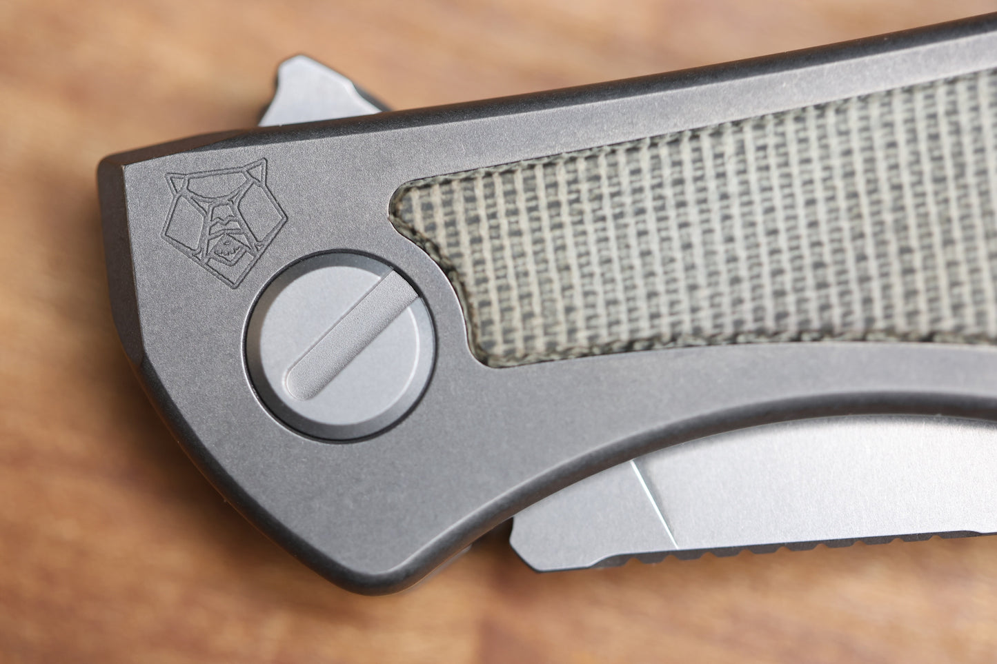 SHIROGOROV NEON NL - ELMAX BLADE - TITANIUM/GREEN CANVAS MICARTA HANDLE - MRBS