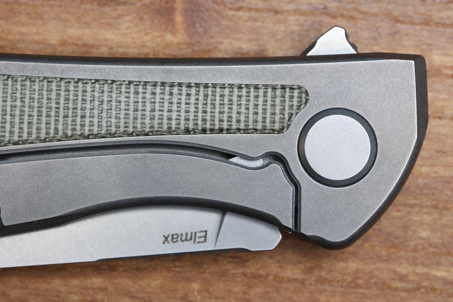 SHIROGOROV NEON NL - ELMAX BLADE - TITANIUM/GREEN CANVAS MICARTA HANDLE - MRBS