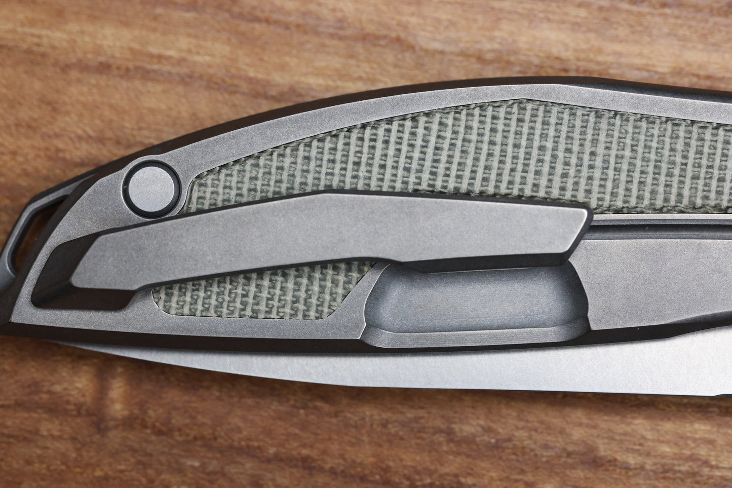 SHIROGOROV NEON NL - ELMAX BLADE - TITANIUM/GREEN CANVAS MICARTA HANDLE - MRBS