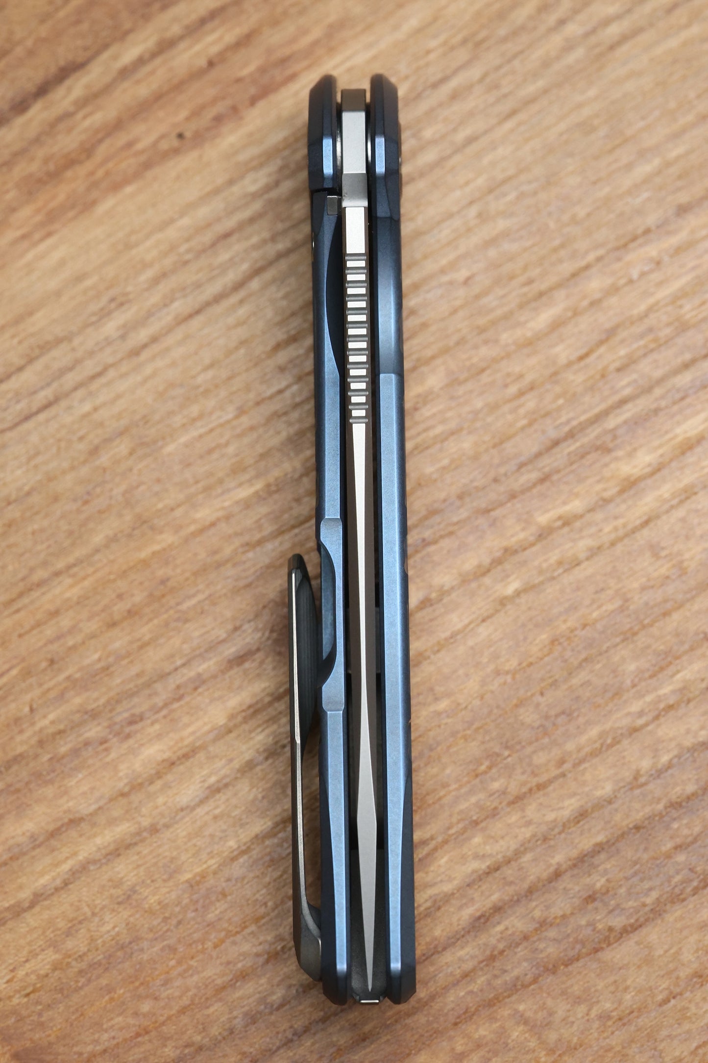 SHIROGOROV F95 T PATTERN GEN. 4 - BLUE TITANIUM HANDLE - M390 BLADE - MRBS