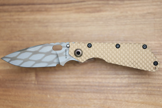 STRIDER KNIVES SMF DGG - TAN G10/TITANIUM HANDLE - DROP POINT WG PATTERN MAGNACUT BLADE
