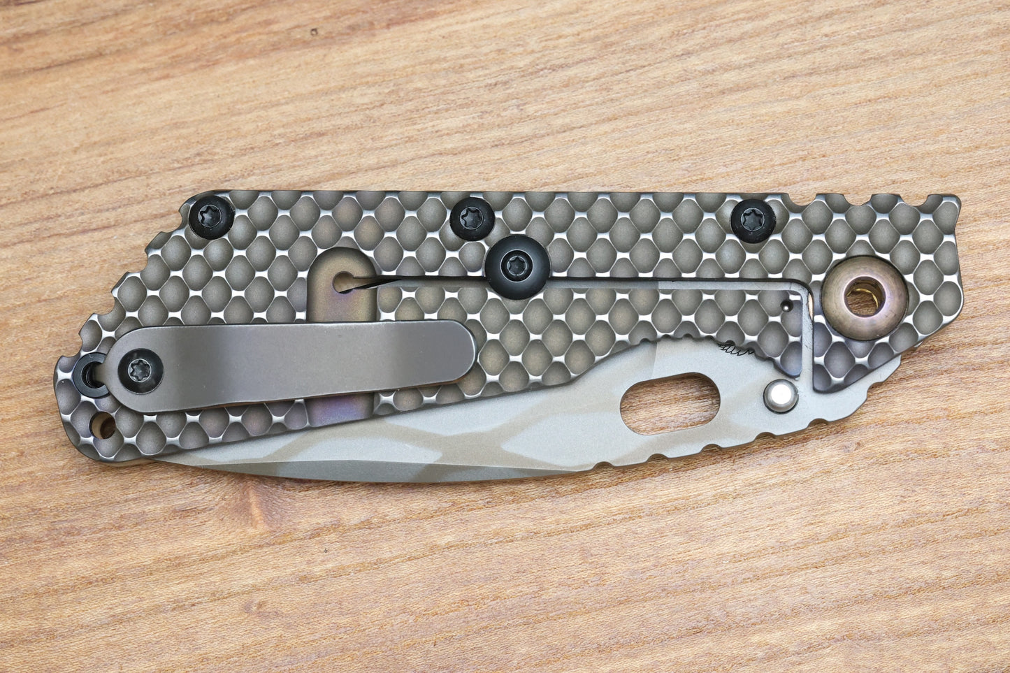 STRIDER KNIVES SMF DGG - TAN G10/TITANIUM HANDLE - DROP POINT WG PATTERN MAGNACUT BLADE