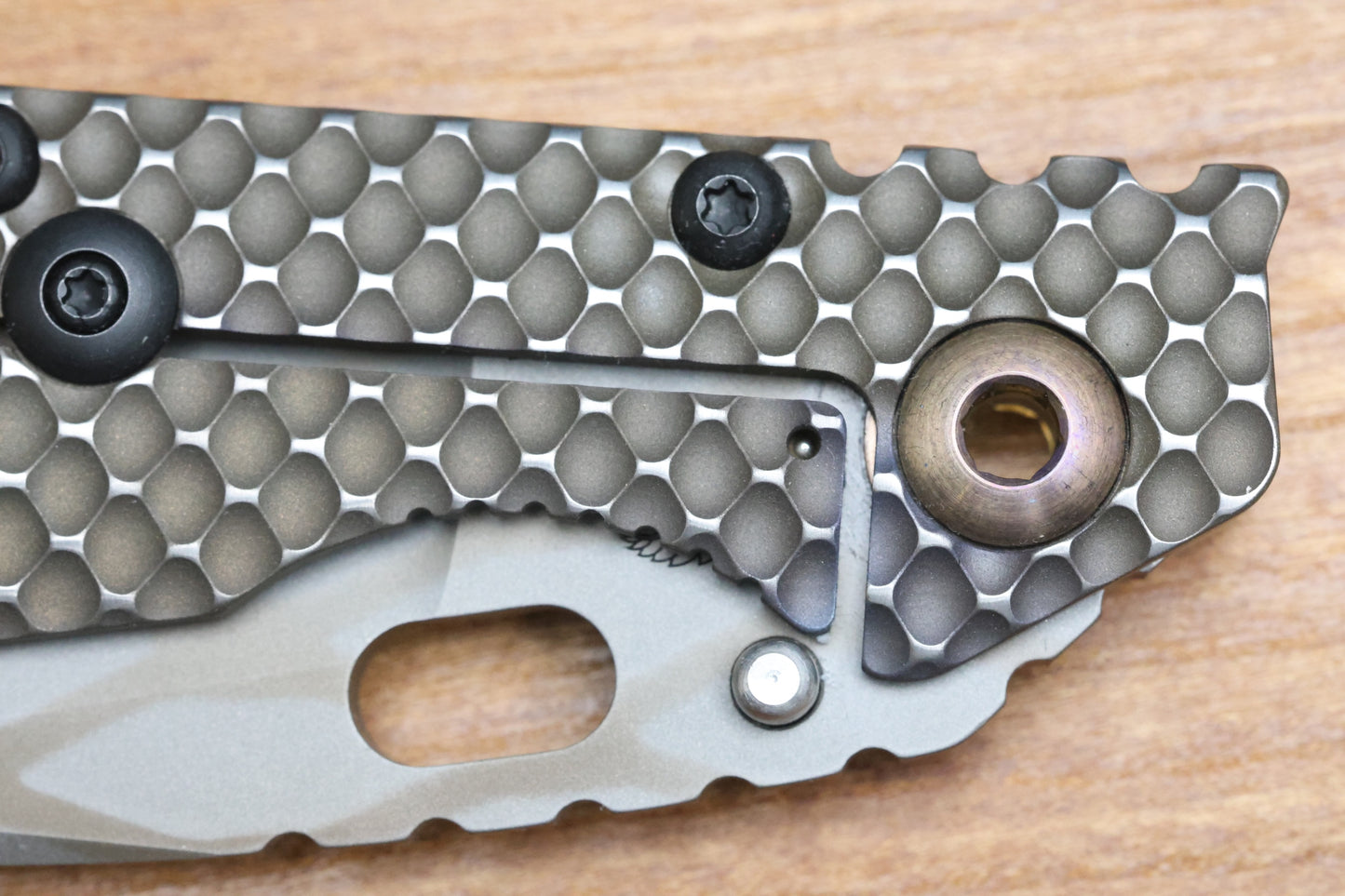 STRIDER KNIVES SMF DGG - TAN G10/TITANIUM HANDLE - DROP POINT WG PATTERN MAGNACUT BLADE