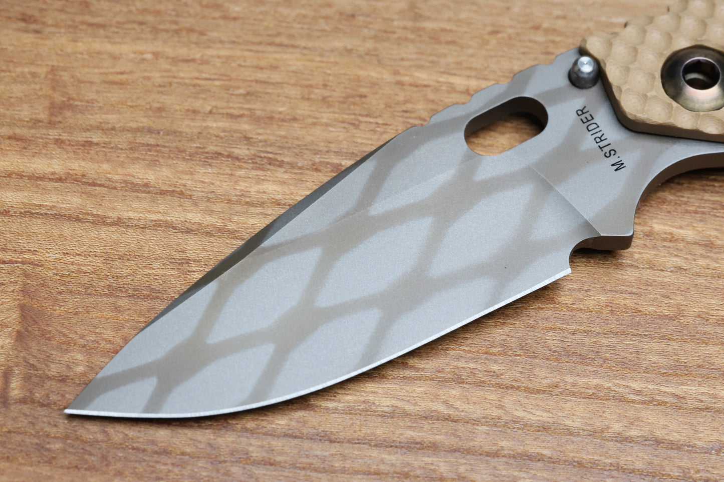 STRIDER KNIVES SMF DGG - TAN G10/TITANIUM HANDLE - DROP POINT WG PATTERN MAGNACUT BLADE