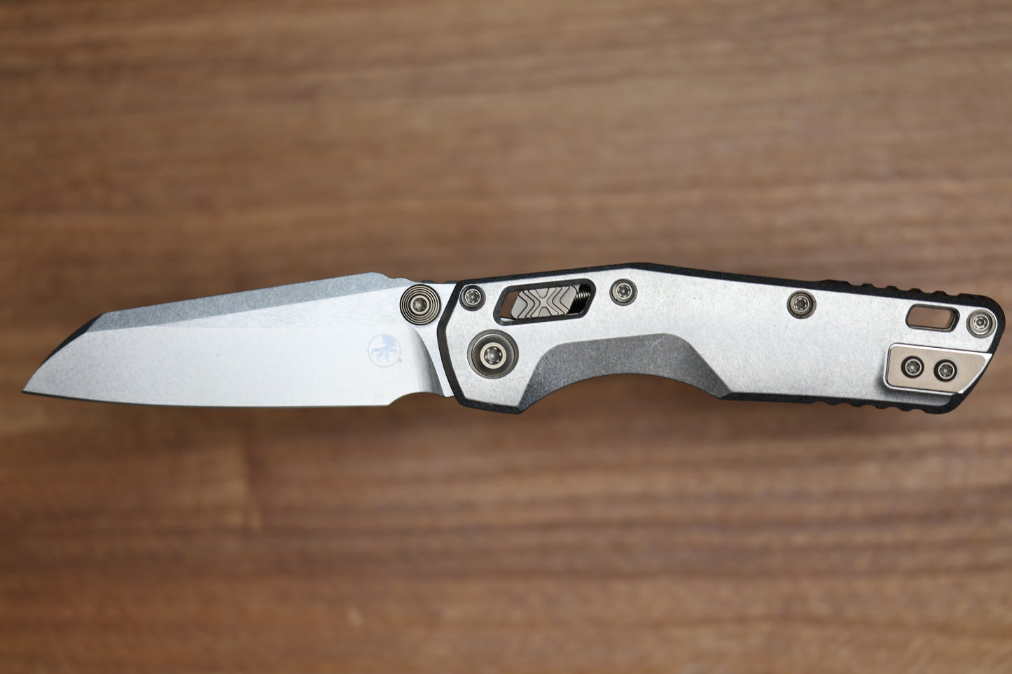 MICROTECH MARFIONE SELECT MSI RAM LOK MINI SLAB SIDE TITANIUM HANDLES W/ DOUBLE VAPOR ACCENTS & FLAMED ACCENTS & STONEWASH M390MK 210M-10MS5