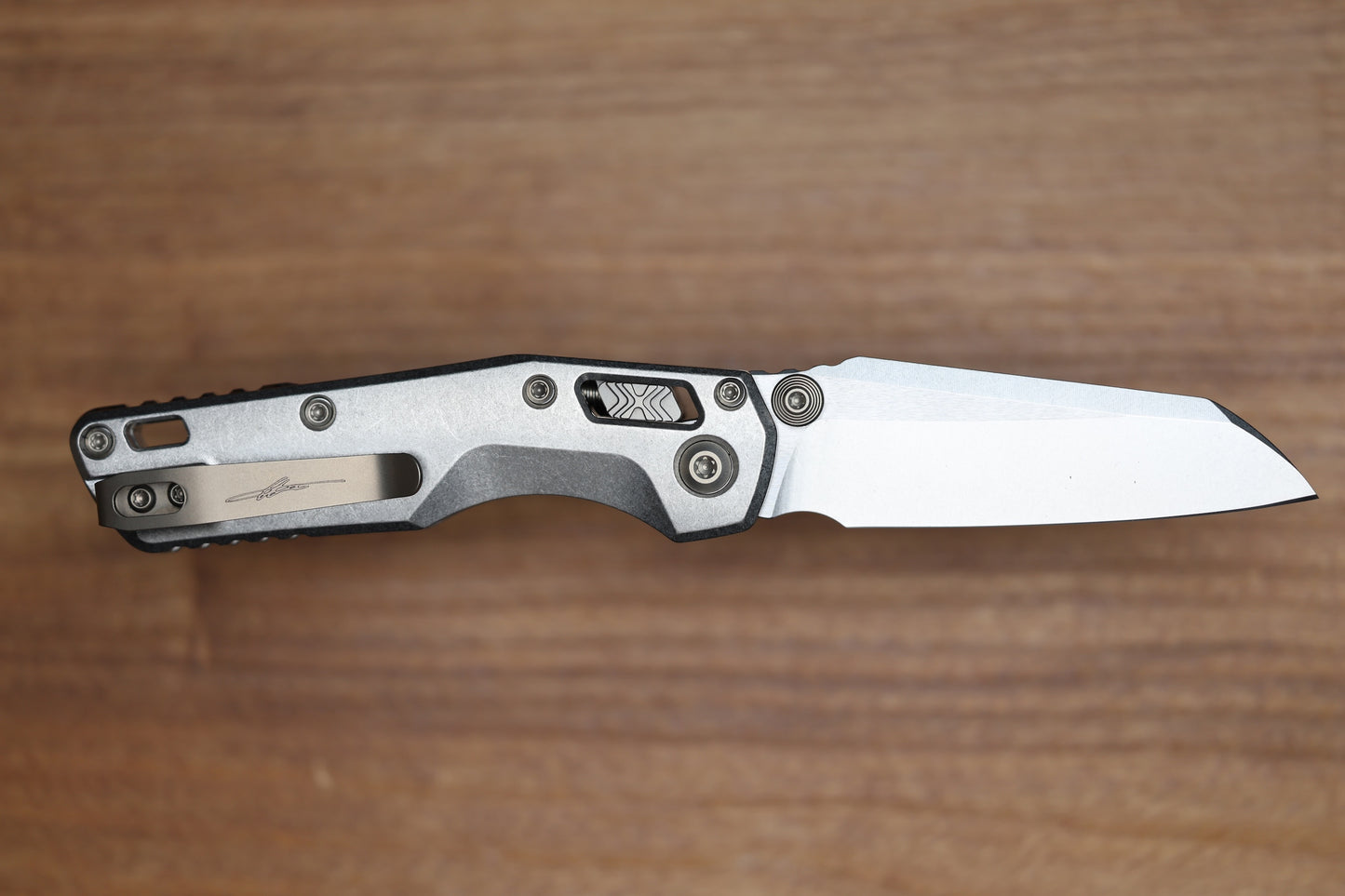 MICROTECH MARFIONE SELECT MSI RAM LOK MINI SLAB SIDE TITANIUM HANDLES W/ DOUBLE VAPOR ACCENTS & FLAMED ACCENTS & STONEWASH M390MK 210M-10MS5