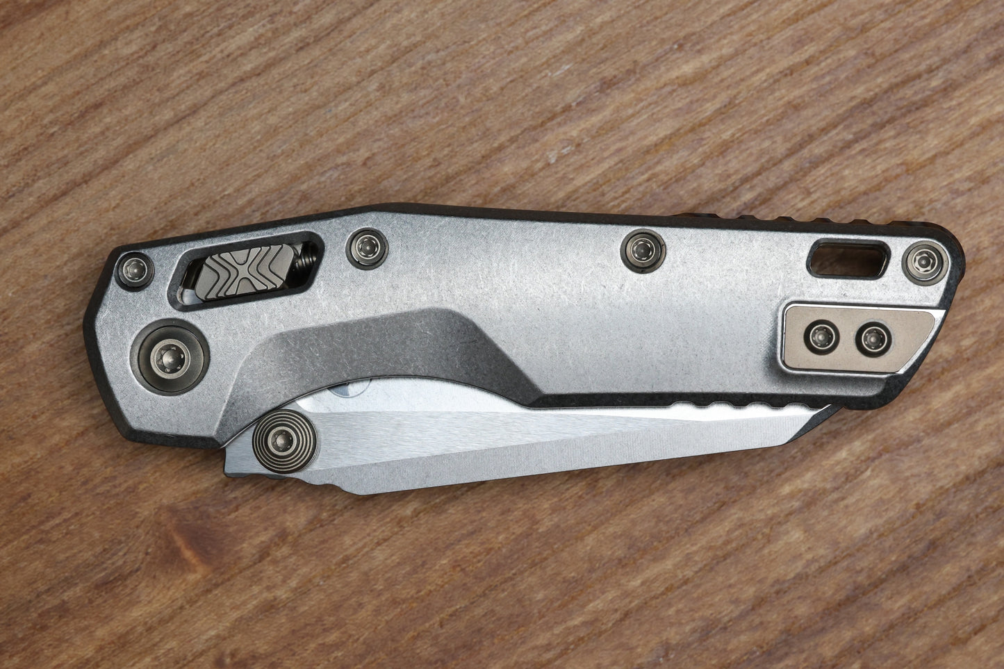 MICROTECH MARFIONE SELECT MSI RAM LOK MINI SLAB SIDE TITANIUM HANDLES W/ DOUBLE VAPOR ACCENTS & FLAMED ACCENTS & STONEWASH M390MK 210M-10MS5