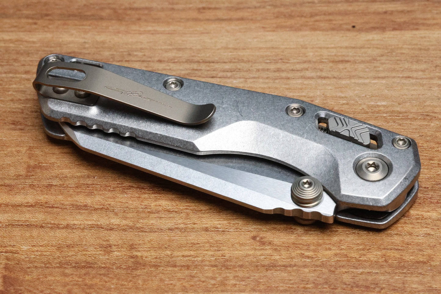 MICROTECH MARFIONE SELECT MSI RAM LOK MINI SLAB SIDE TITANIUM HANDLES W/ DOUBLE VAPOR ACCENTS & FLAMED ACCENTS & STONEWASH M390MK 210M-10MS5
