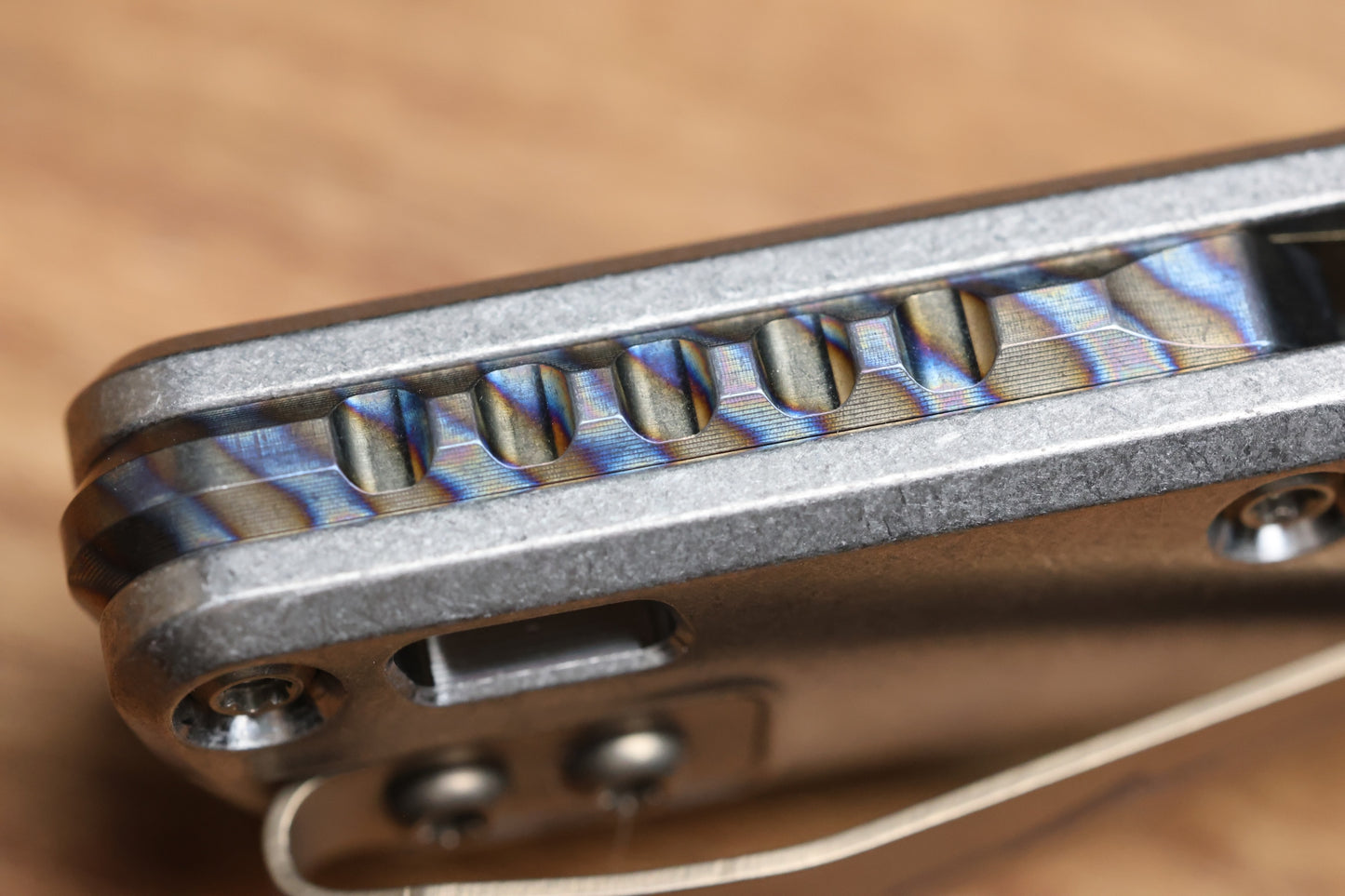 MICROTECH MARFIONE SELECT MSI RAM LOK MINI SLAB SIDE TITANIUM HANDLES W/ DOUBLE VAPOR ACCENTS & FLAMED ACCENTS & STONEWASH M390MK 210M-10MS5