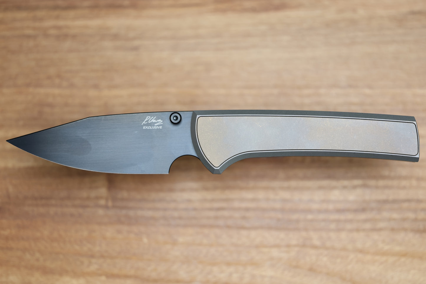 CHAVES KNIVES SCAPEGOAT 229 W/ MAGNETIC BRONZE TITANIUM INTEGRAL HANDLE & CHISEL PVD M390