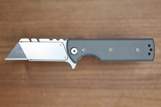 CHAVES KNIVES BLUE LABEL CHARCOAL GREY CHUB FLIPPER LINER LOCK KNIFE 1" UTILITY BLADE SATIN