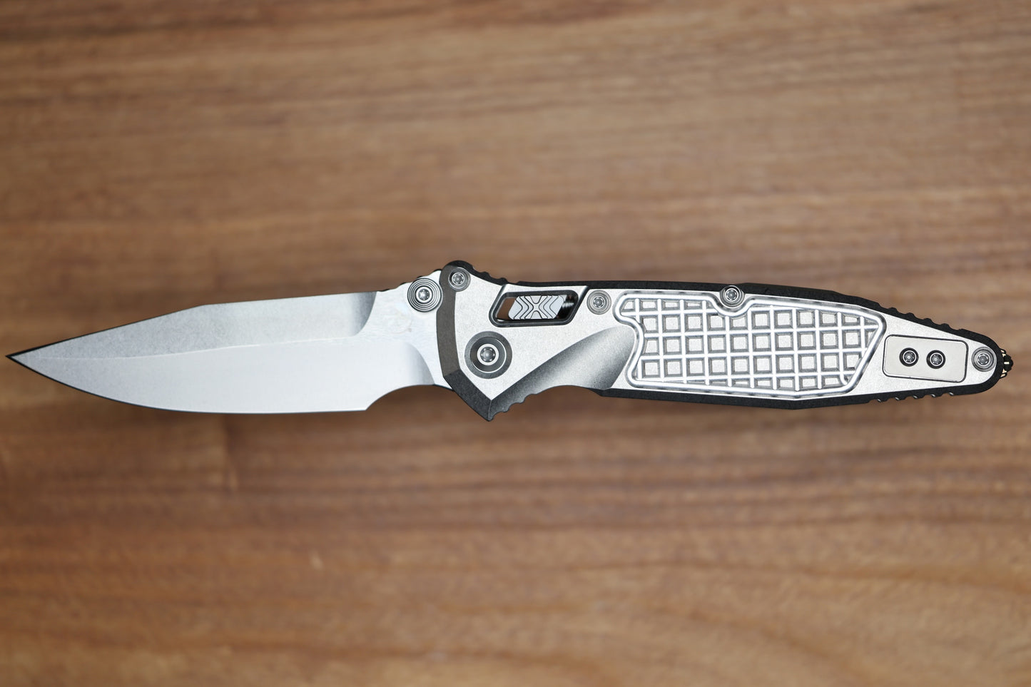 MICROTECH MARFIONE SELECT SOCOM RAM-LOK TITANIUM FRAG HANDLES W/ BRONZE ACCENTS & SPEAR POINT STONEWASH M390MK 160RL-10FRSMS2