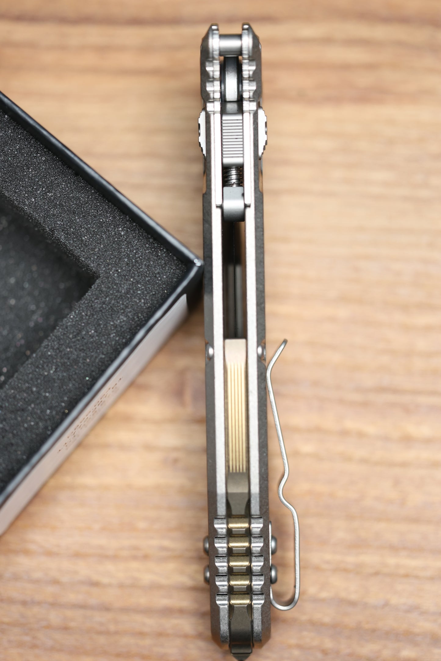 MICROTECH MARFIONE SELECT SOCOM RAM-LOK TITANIUM FRAG HANDLES W/ BRONZE ACCENTS & SPEAR POINT STONEWASH M390MK 160RL-10FRSMS2
