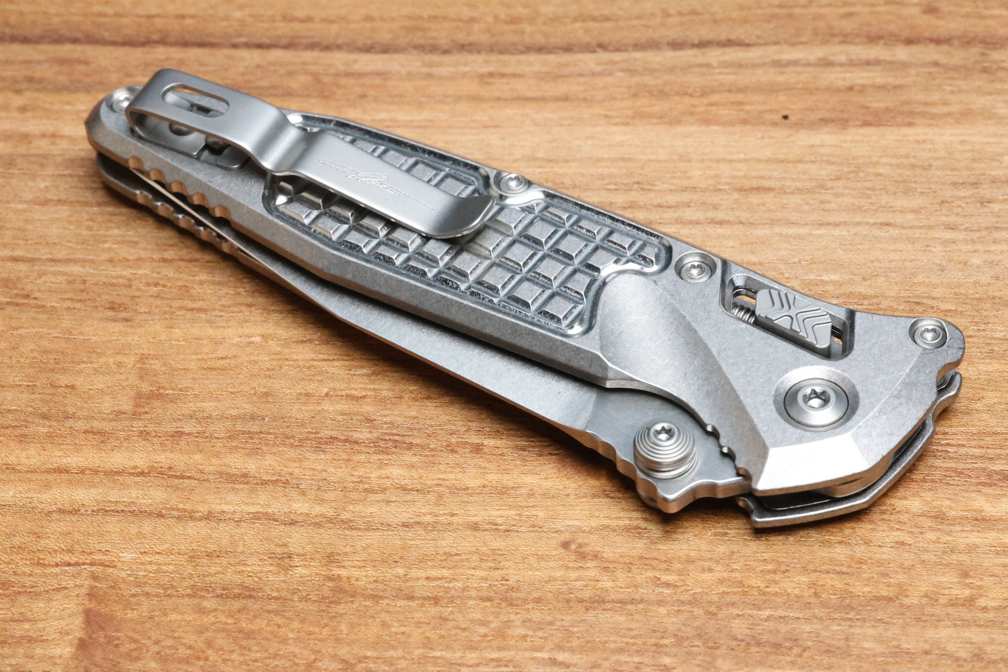 MICROTECH MARFIONE SELECT SOCOM RAM-LOK TITANIUM FRAG HANDLES W/ BRONZE ACCENTS & SPEAR POINT STONEWASH M390MK 160RL-10FRSMS2