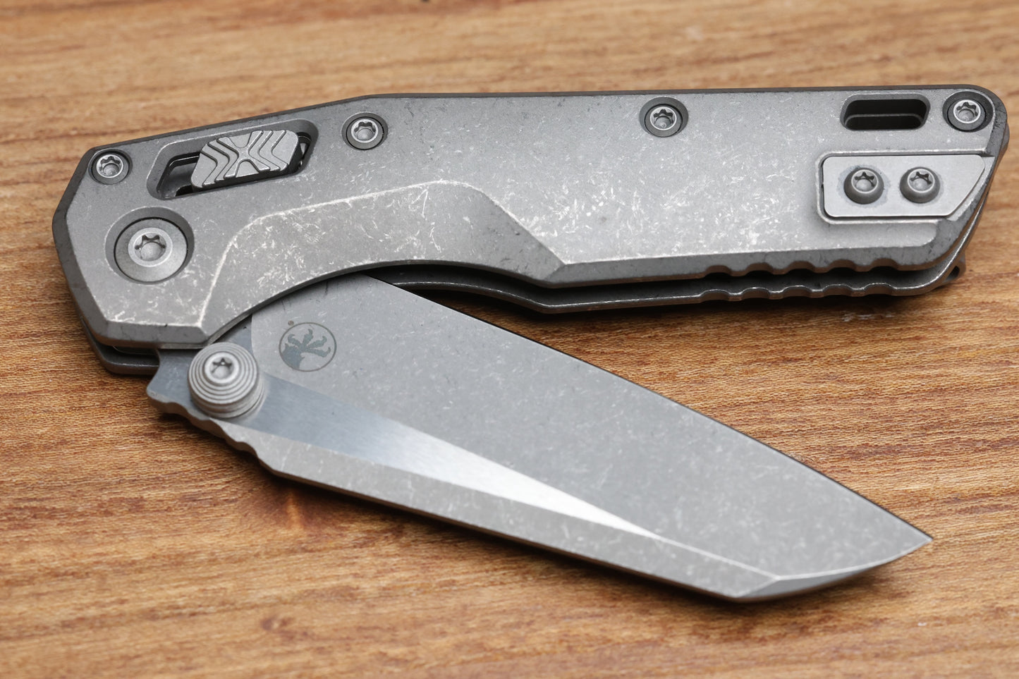 MICROTECH MARFIONE SELECT MSI RAM LOK MINI SLAB SIDE TITANIUM HANDLES W/ DOUBLE VAPOR ACCENTS & APOCALYPTIC M390MK 210M-10APMS1