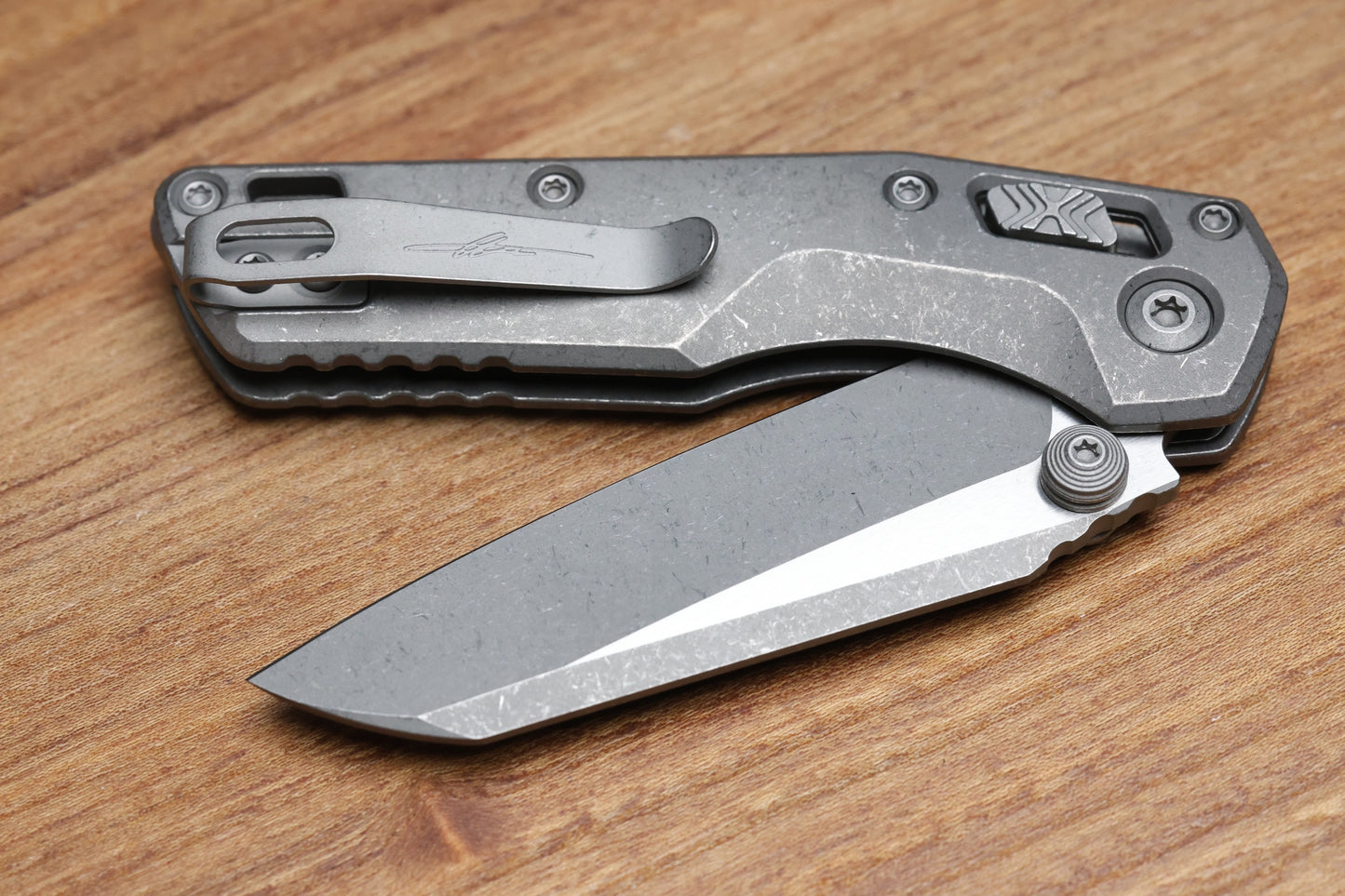 MICROTECH MARFIONE SELECT MSI RAM LOK MINI SLAB SIDE TITANIUM HANDLES W/ DOUBLE VAPOR ACCENTS & APOCALYPTIC M390MK 210M-10APMS1