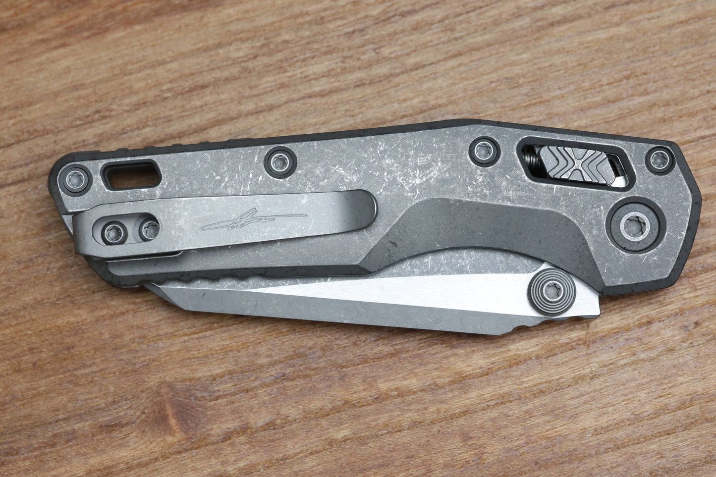MICROTECH MARFIONE SELECT MSI RAM LOK MINI SLAB SIDE TITANIUM HANDLES W/ DOUBLE VAPOR ACCENTS & APOCALYPTIC M390MK 210M-10APMS1