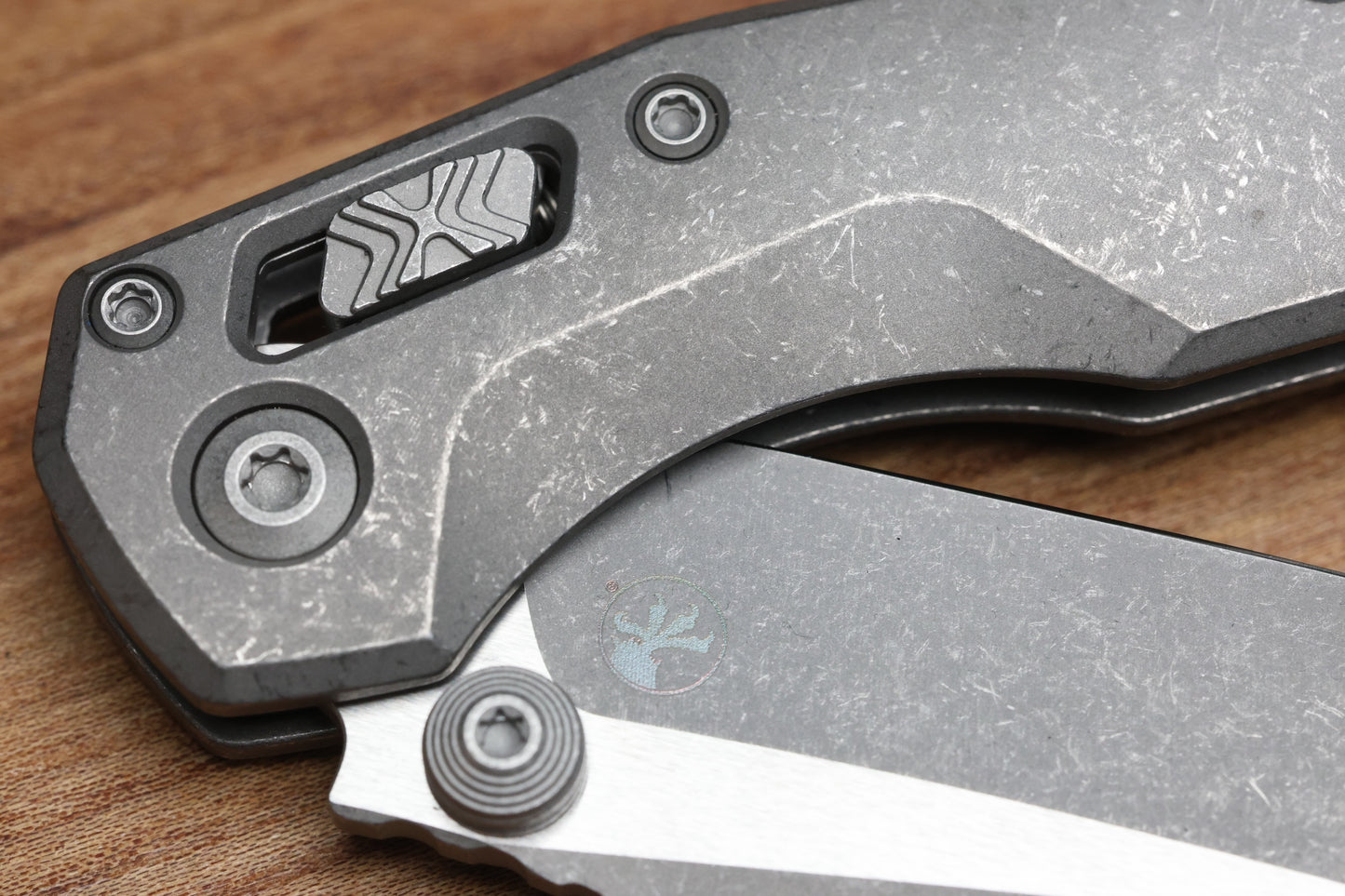 MICROTECH MARFIONE SELECT MSI RAM LOK MINI SLAB SIDE TITANIUM HANDLES W/ DOUBLE VAPOR ACCENTS & APOCALYPTIC M390MK 210M-10APMS1