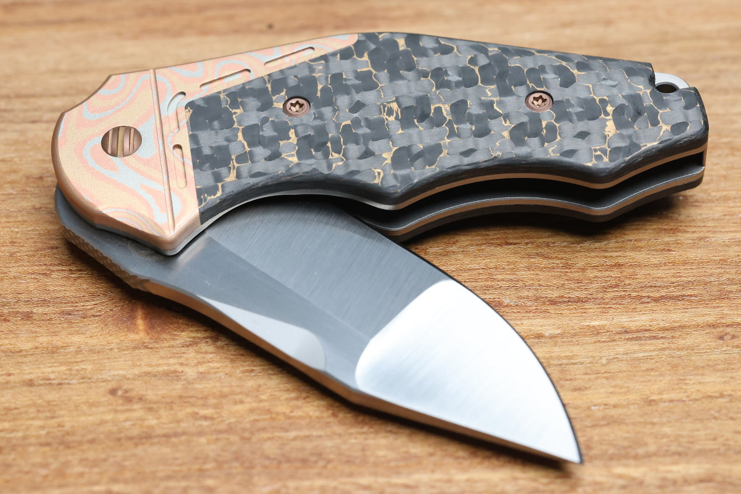 YAN'S GTC CABOT GOLD SNAKESKIN FAT CARBON MOKUME BOLSTER S90V BLADE