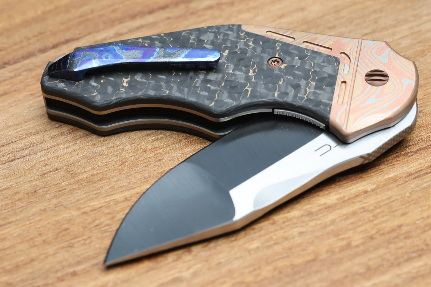YAN'S GTC CABOT GOLD SNAKESKIN FAT CARBON MOKUME BOLSTER S90V BLADE