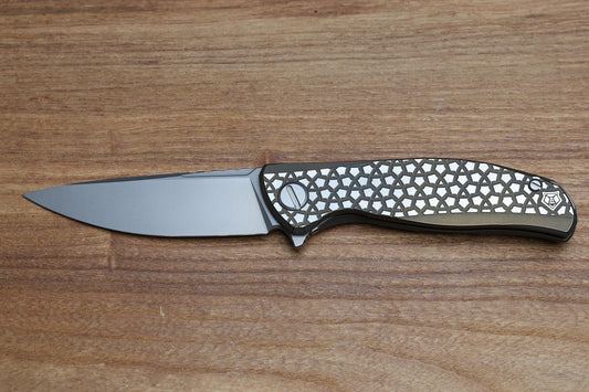 SHIROGOROV F95 BEAR PATTERN - BRONZE TITANIUM HANDLE - M390 BLADE - MRBS