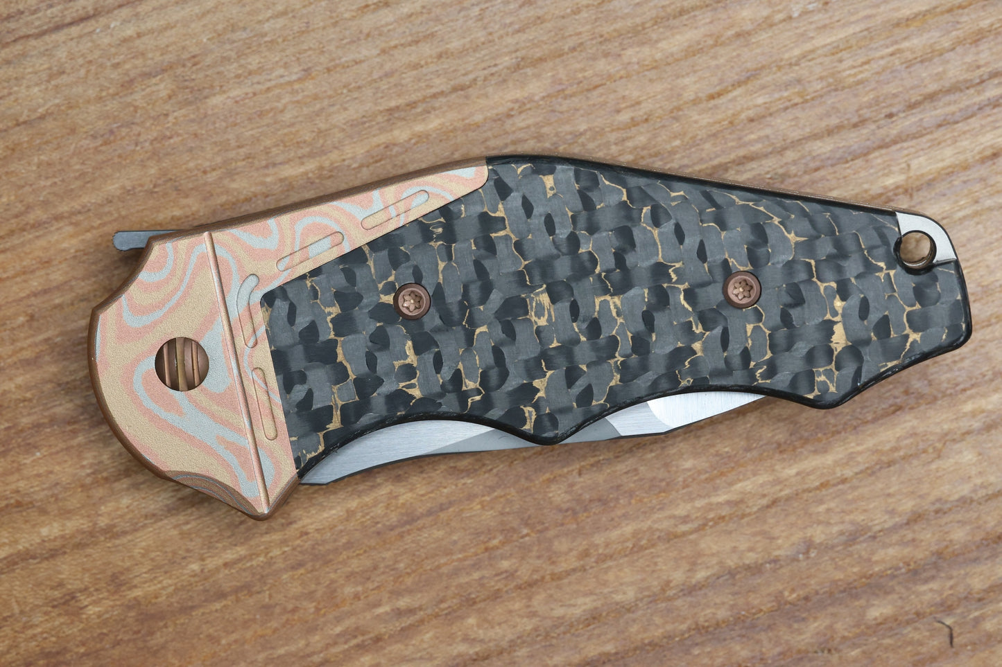 YAN'S GTC CABOT GOLD SNAKESKIN FAT CARBON MOKUME BOLSTER S90V BLADE