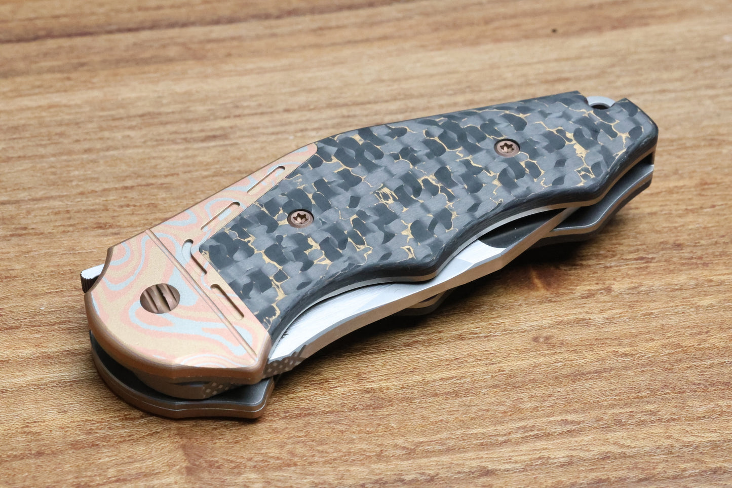 YAN'S GTC CABOT GOLD SNAKESKIN FAT CARBON MOKUME BOLSTER S90V BLADE