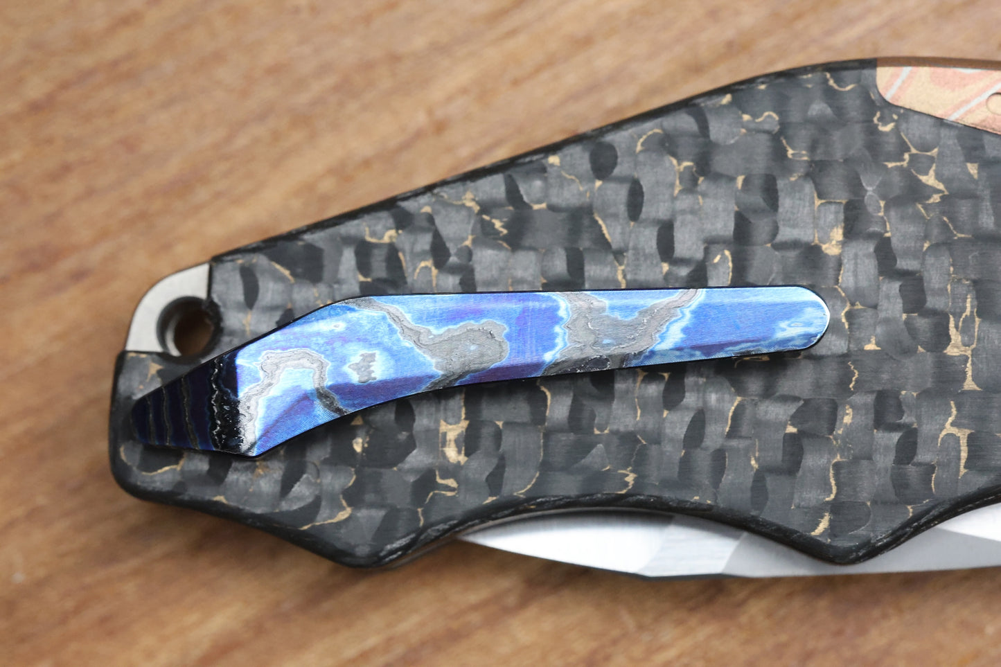 YAN'S GTC CABOT GOLD SNAKESKIN FAT CARBON MOKUME BOLSTER S90V BLADE