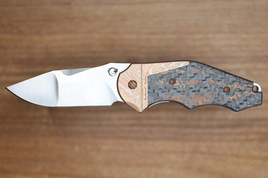 YAN'S GTC CABOT COPPER SNAKESKIN FAT CARBON MOKUME BOLSTER S90V BLADE