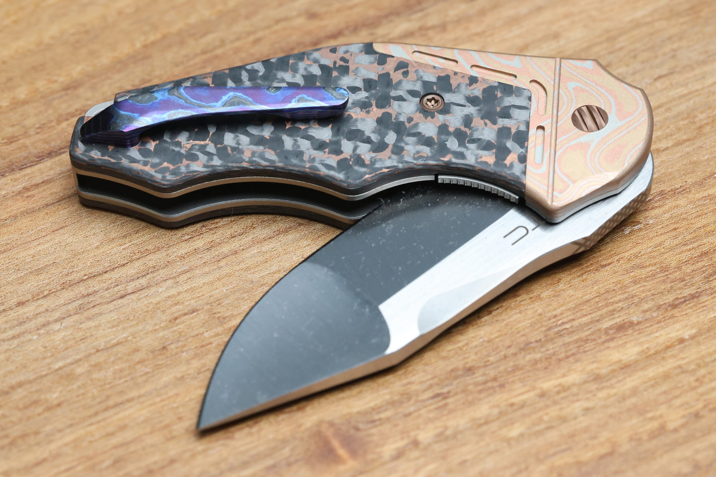 YAN'S GTC CABOT COPPER SNAKESKIN FAT CARBON MOKUME BOLSTER S90V BLADE