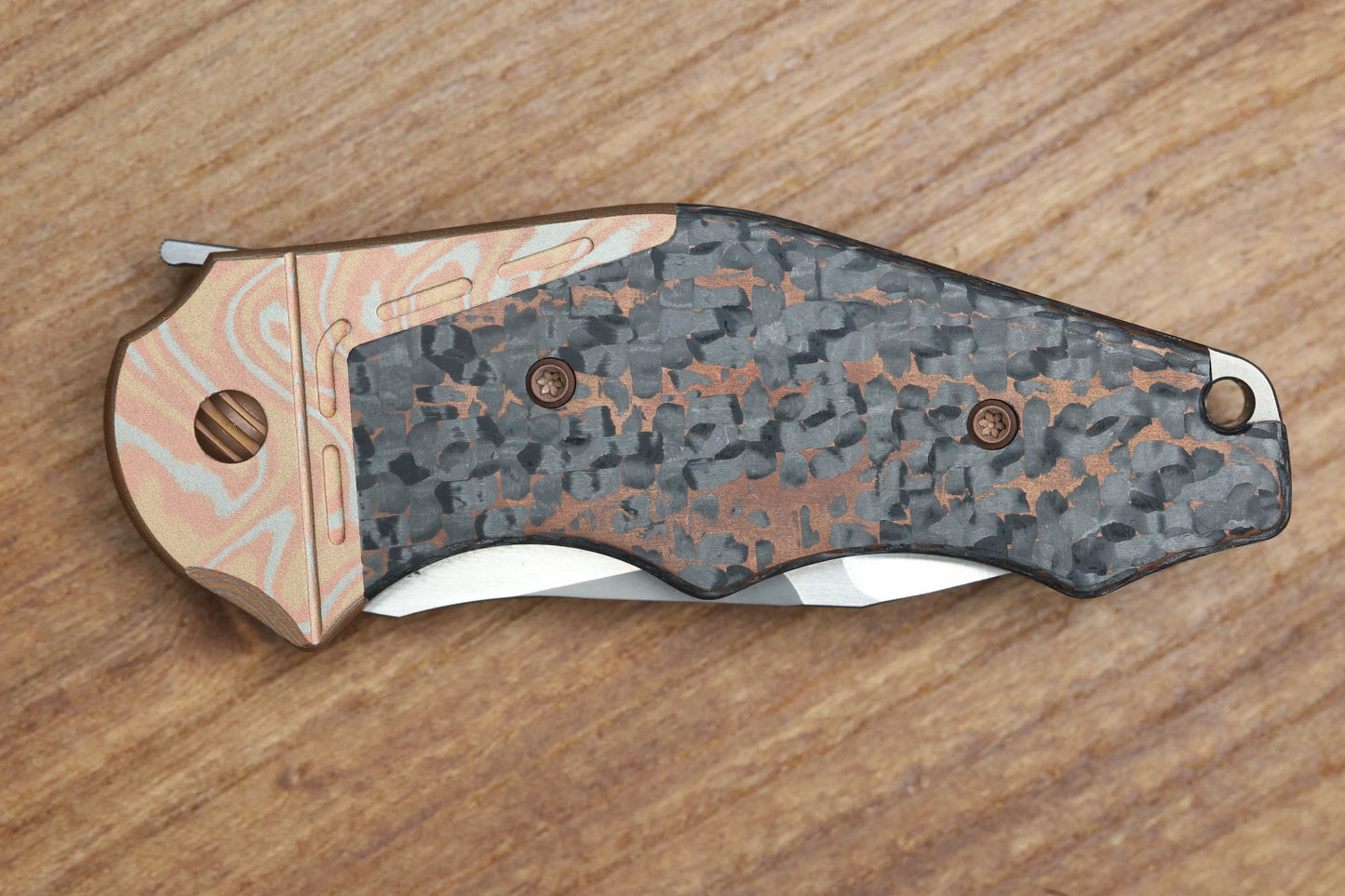 YAN'S GTC CABOT COPPER SNAKESKIN FAT CARBON MOKUME BOLSTER S90V BLADE