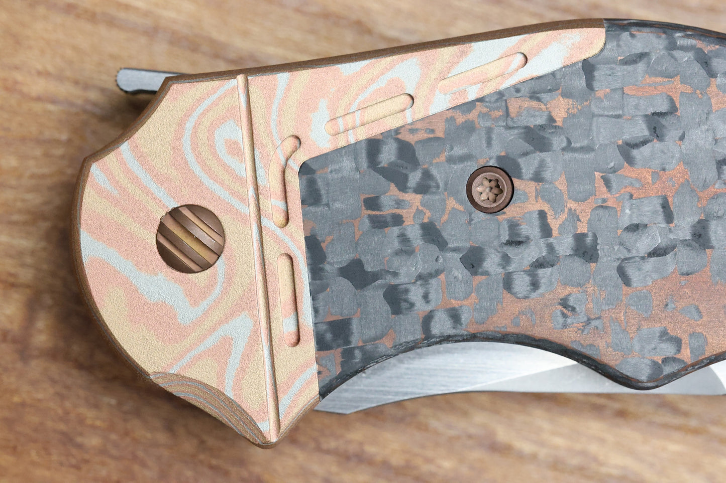 YAN'S GTC CABOT COPPER SNAKESKIN FAT CARBON MOKUME BOLSTER S90V BLADE