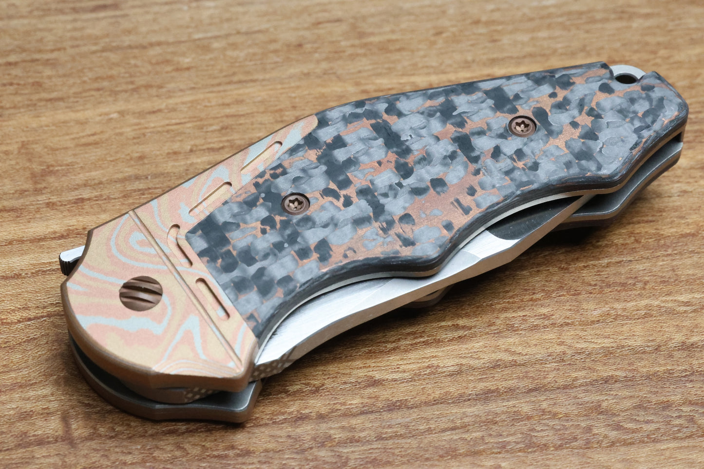 YAN'S GTC CABOT COPPER SNAKESKIN FAT CARBON MOKUME BOLSTER S90V BLADE