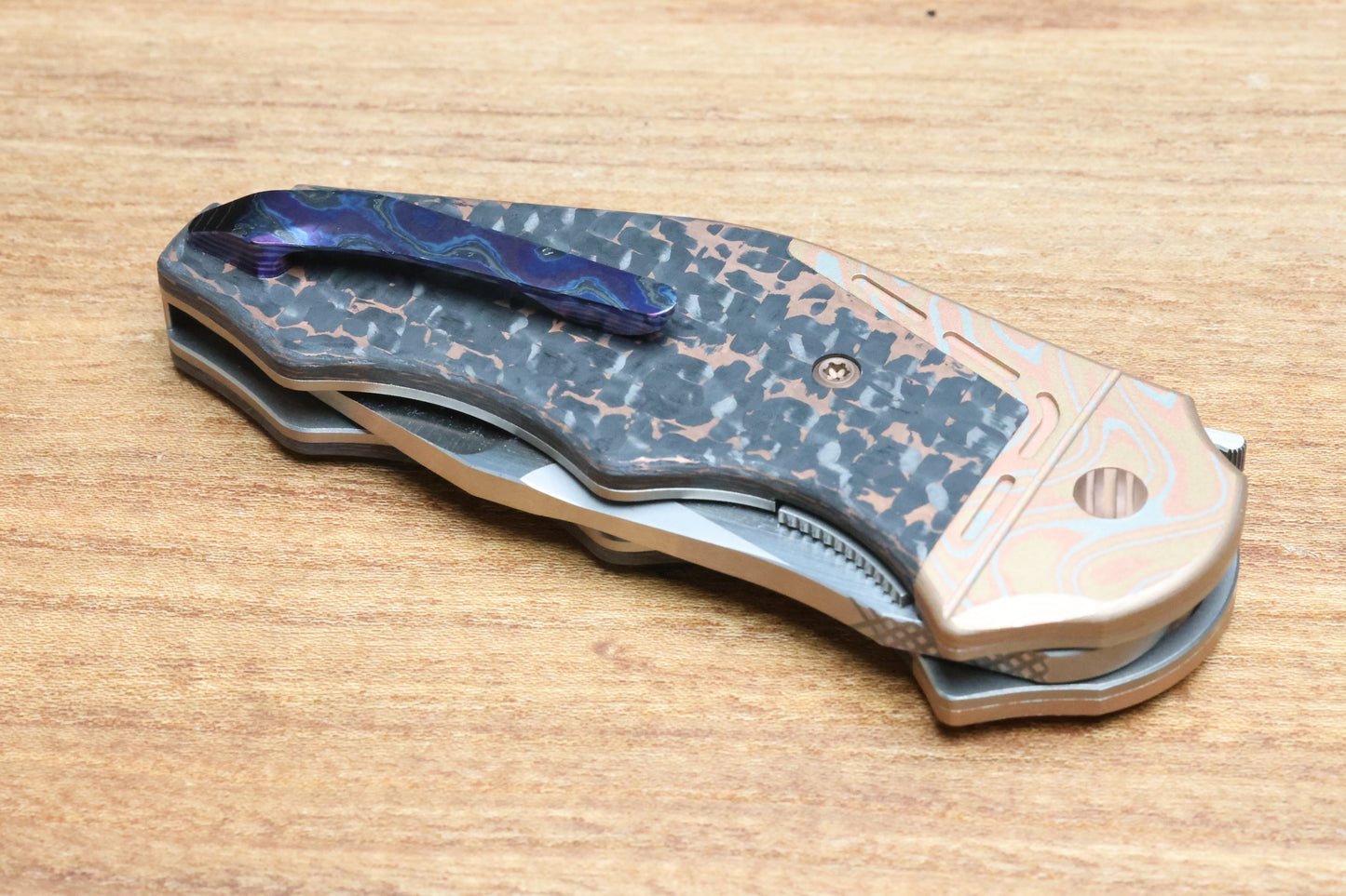 YAN'S GTC CABOT COPPER SNAKESKIN FAT CARBON MOKUME BOLSTER S90V BLADE