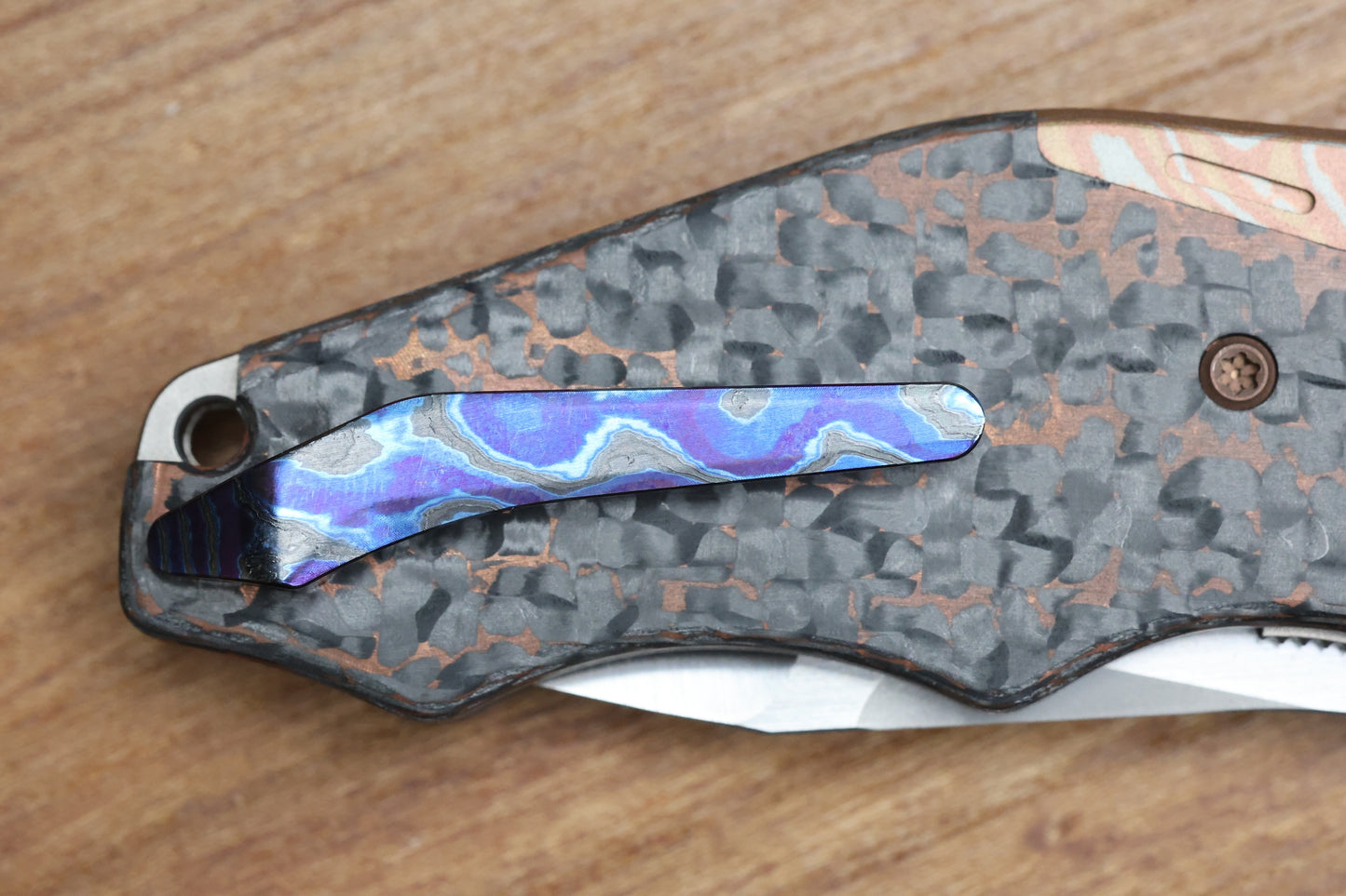YAN'S GTC CABOT COPPER SNAKESKIN FAT CARBON MOKUME BOLSTER S90V BLADE