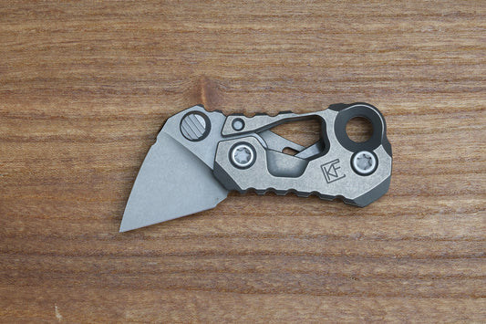 CUSTOM KNIFE FACTORY KEK STONEWASH SLIPJOINT W/ TITANIUM HANDLES & M398 NON-LOCKING
