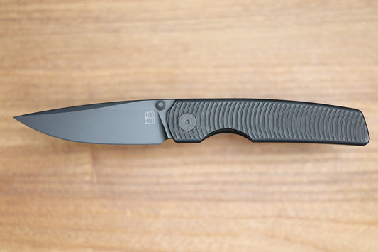 BERG BLADES SWEENEY V2 THUMBSTUD BLACK PVD SWIRL TITANIUM FOLDER 3.35" BLACK PVD