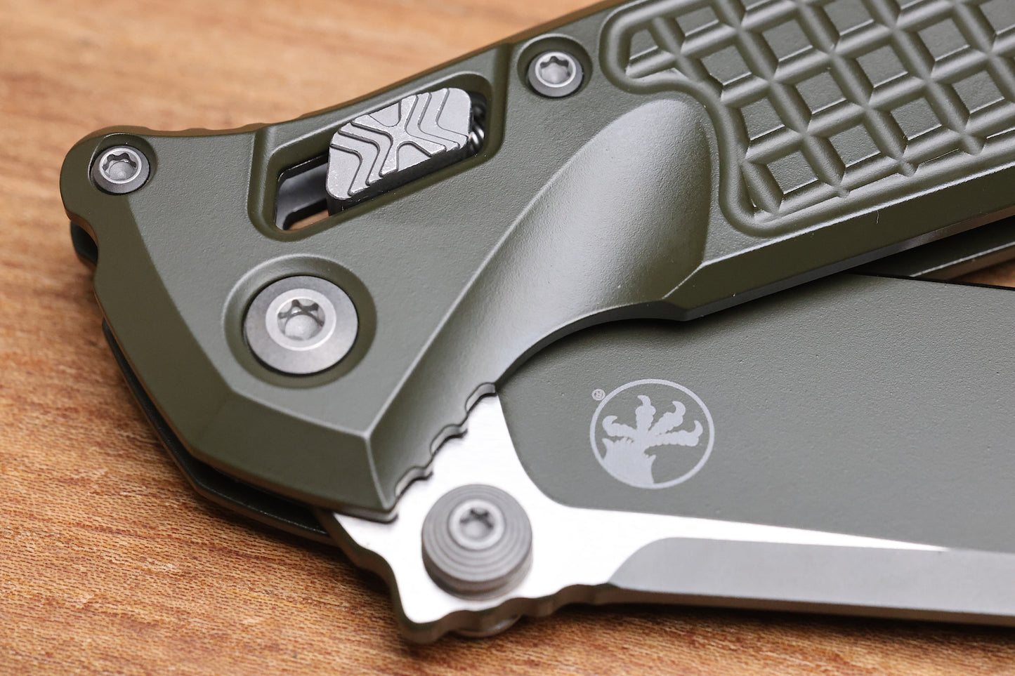MICROTECH SOCOM RAM-LOK W/ MAGPUL OD GREEN ALUMINUM FRAG HANDLES & S/E M390MK 160RL-1FRCMPOD-Z13