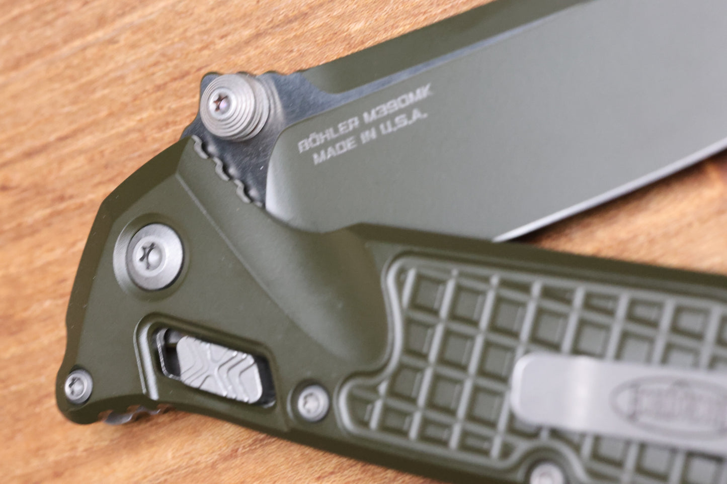 MICROTECH SOCOM RAM-LOK W/ MAGPUL OD GREEN ALUMINUM FRAG HANDLES & S/E M390MK 160RL-1FRCMPOD-Z13