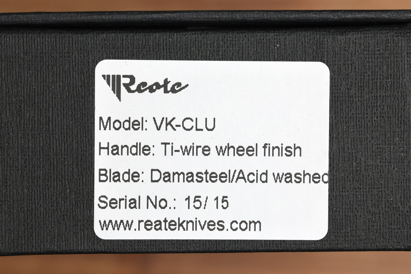 REATE KNIVES VULPEX VK-CLU TITANIUM WIRE WHEEL HANDLE ZIRCUTI ACCENTS WITH DAMASTEEL BLADE