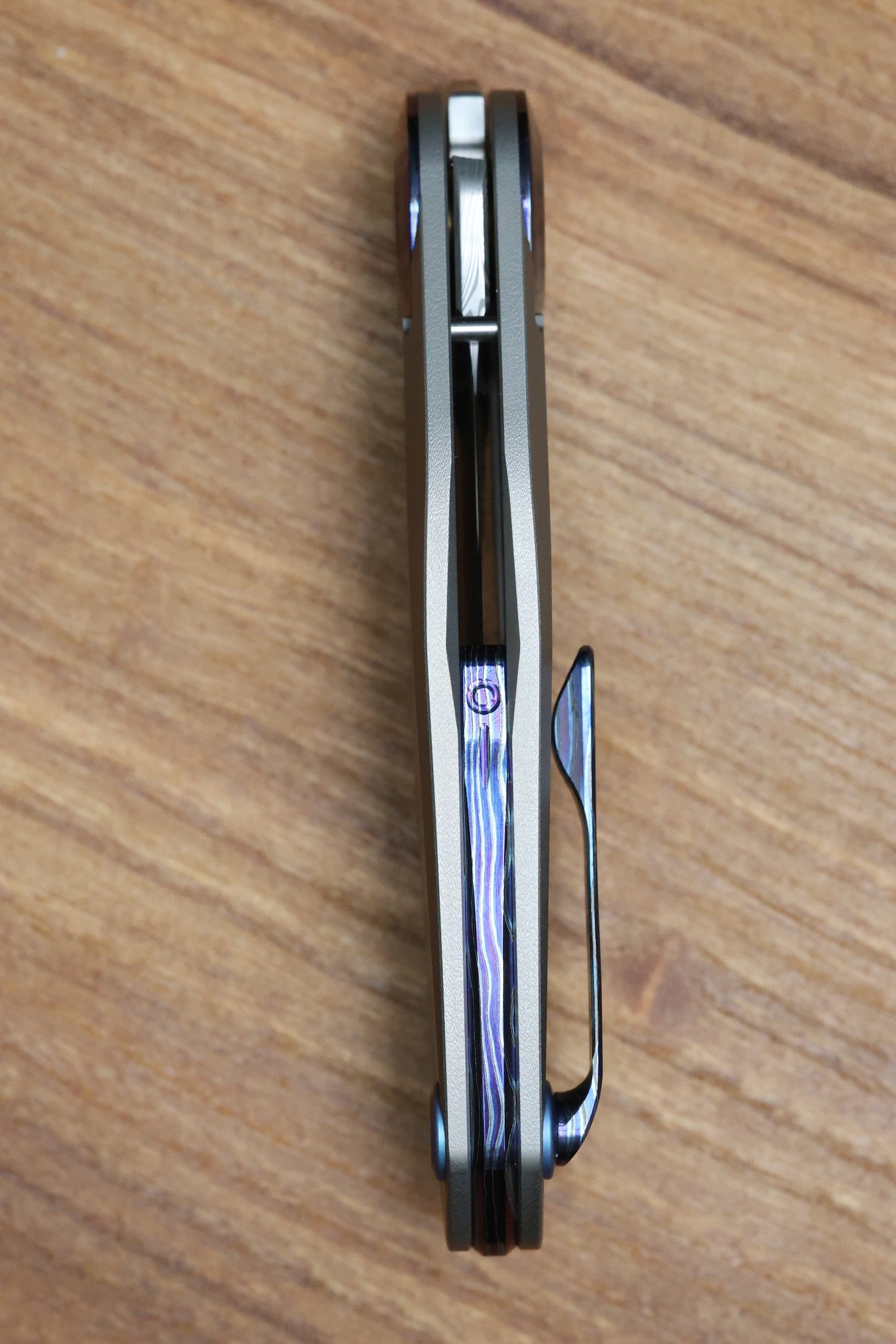 REATE KNIVES VULPEX VK-CLU TITANIUM WIRE WHEEL HANDLE ZIRCUTI ACCENTS WITH DAMASTEEL BLADE