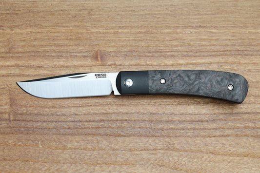 PENA X SERIES TRAPPER - COPPER DARK MATTER FAT CARBON PVD HANDLE M390 BLADE