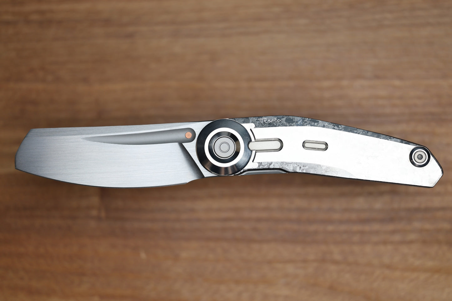 REATE KNIVES VULPEX VK-CLU CRYSTAL TITANIUM HANDLE WITH SATIN ELMAX BLADE