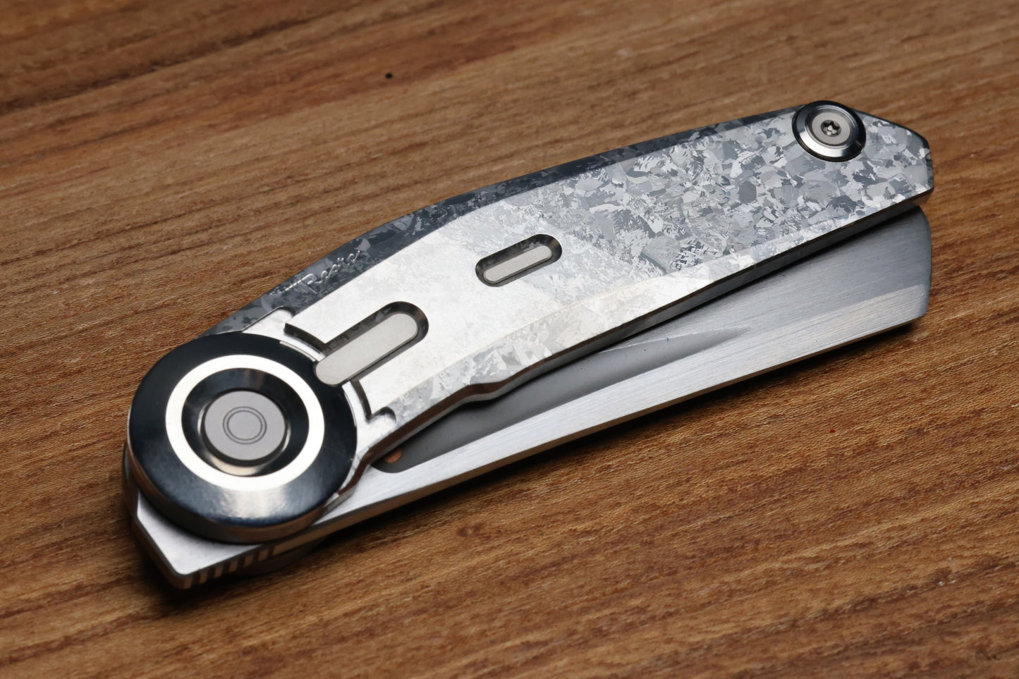 REATE KNIVES VULPEX VK-CLU CRYSTAL TITANIUM HANDLE WITH SATIN ELMAX BLADE
