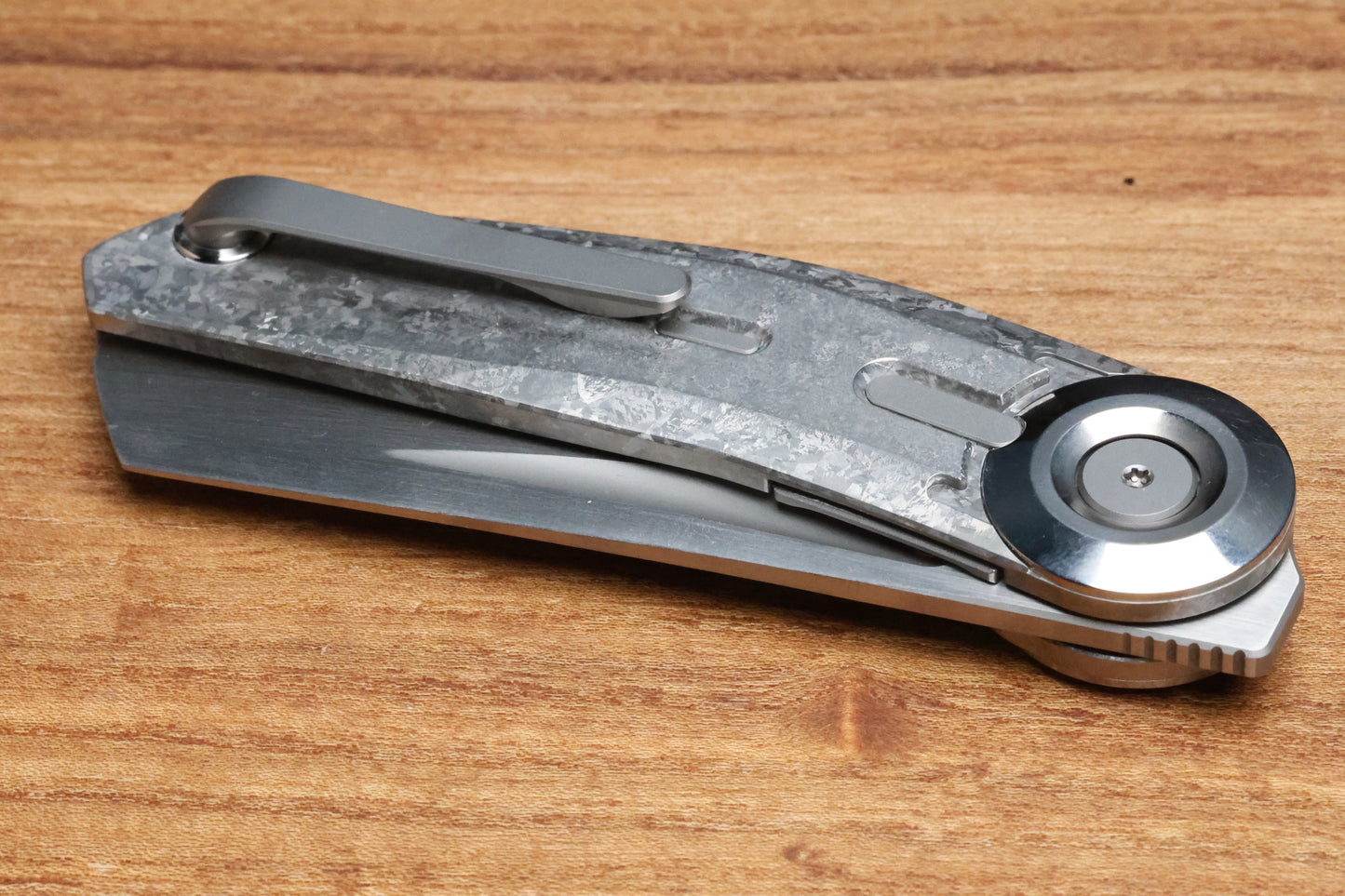 REATE KNIVES VULPEX VK-CLU CRYSTAL TITANIUM HANDLE WITH SATIN ELMAX BLADE
