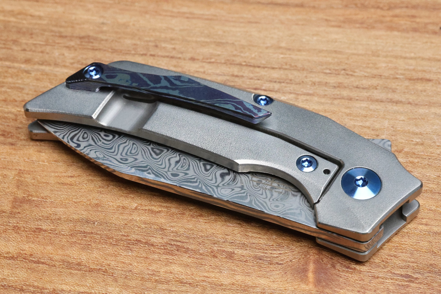 REATE KNIVES T2500 TI-BEAD BLAST HANDLE MOKUTI ACCENT DAMASTEEL ACID WASH 2.375" BLADE