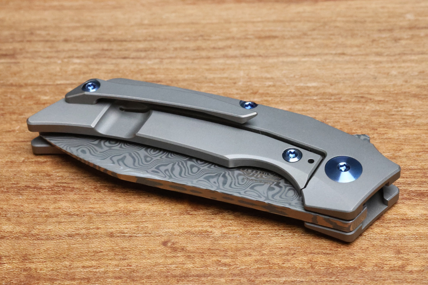 REATE KNIVES T2500 TI-BEAD BLAST HANDLE CARBON INLAY DAMASTEEL ACID WASH 2.375" BLADE