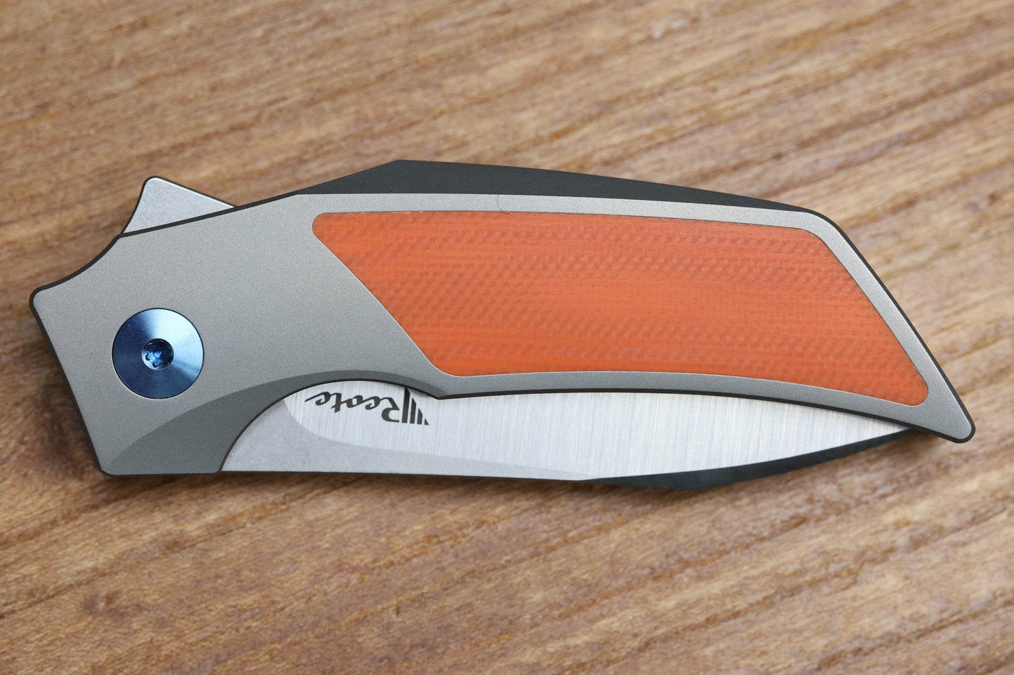 REATE KNIVES T2500 TI-BEAD BLAST HANDLE ORANGE G10  INLAY BELT SATIN M390 2.375" BLADE